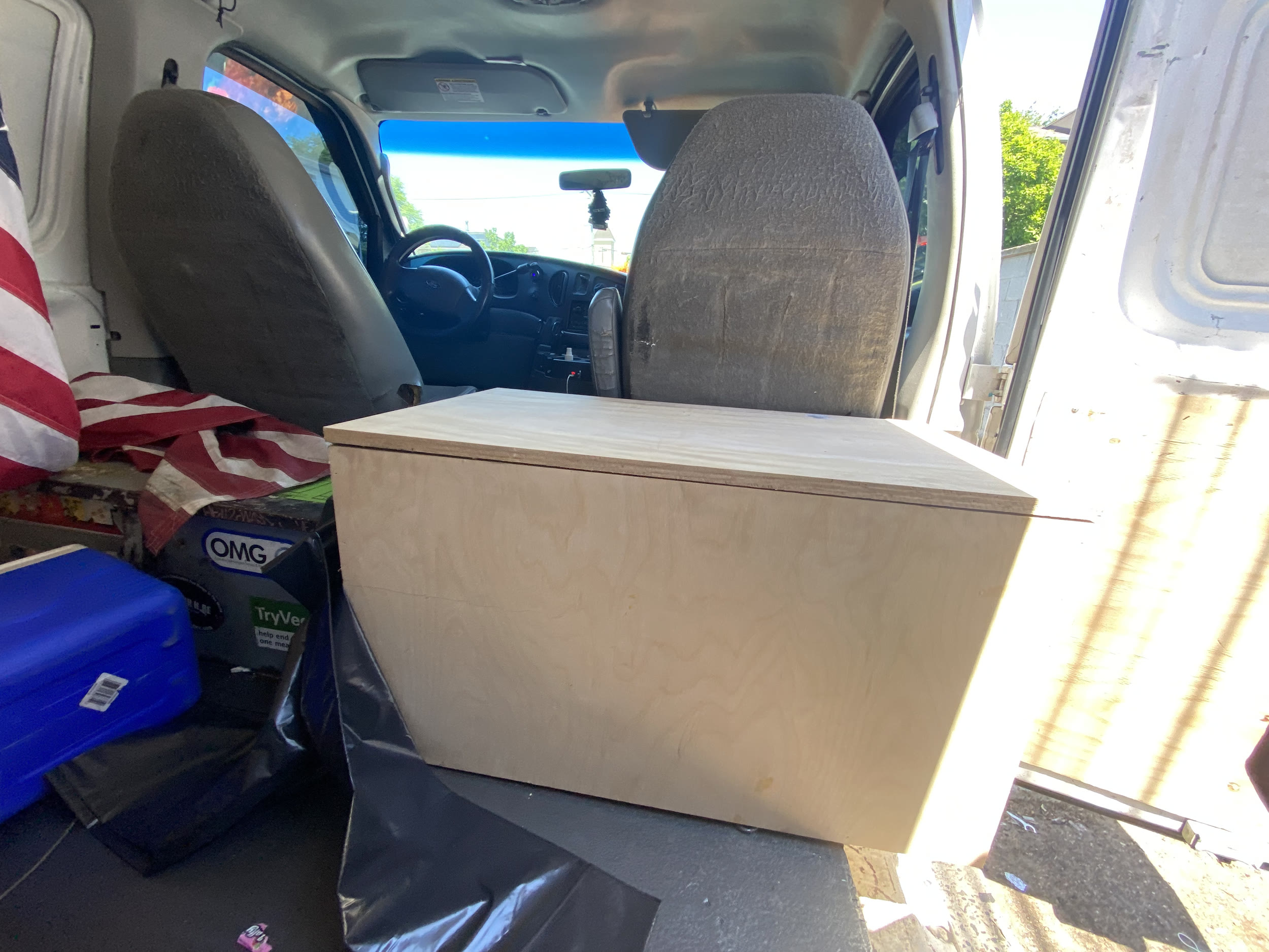 Custom carpentry box built in the Jose Does It van.
