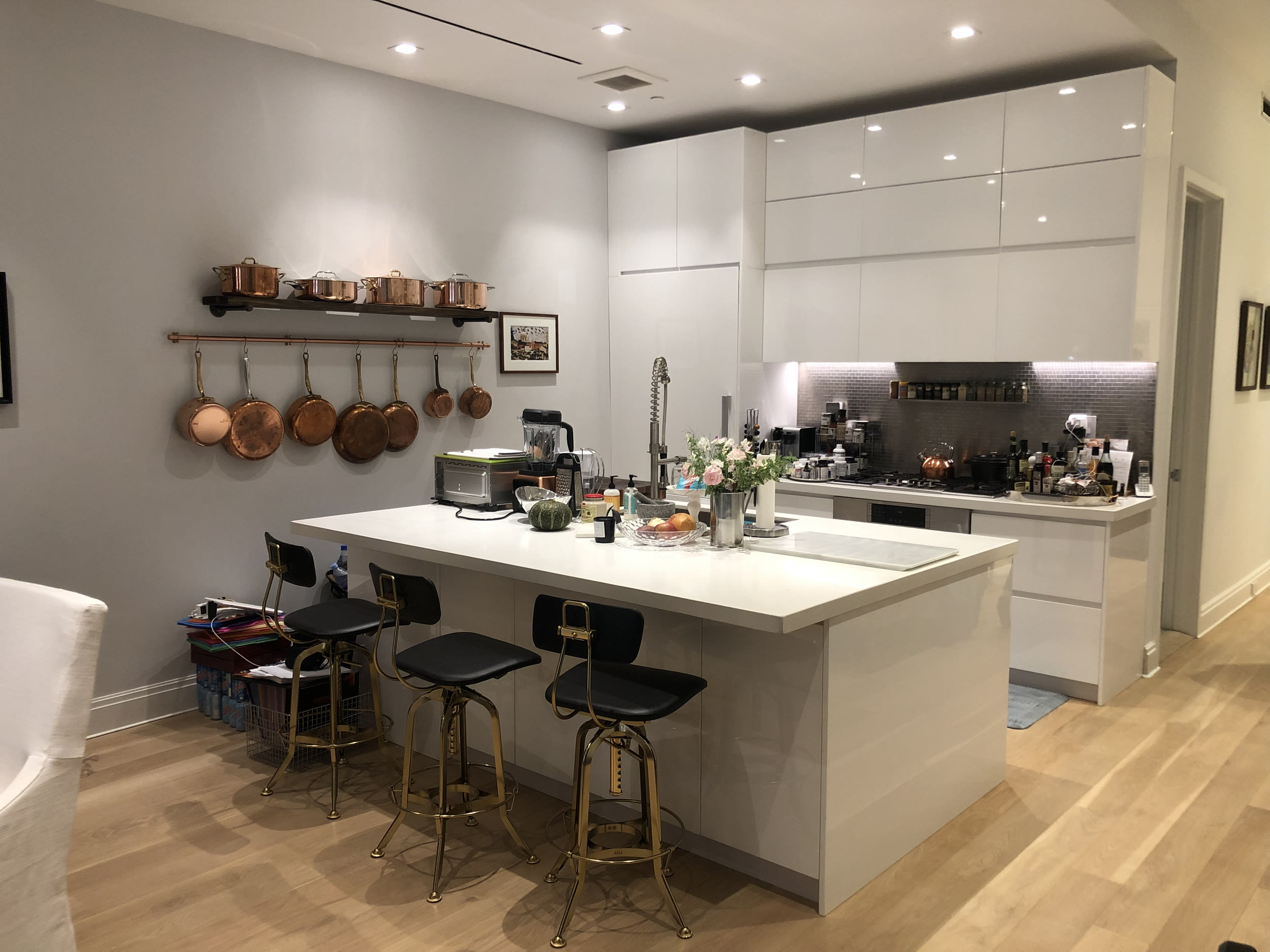 copper pot shelf and pan hanging installation — professional mounting and installation handyman service in Queens, Brooklyn, or Long Island by Jose Does It LLC