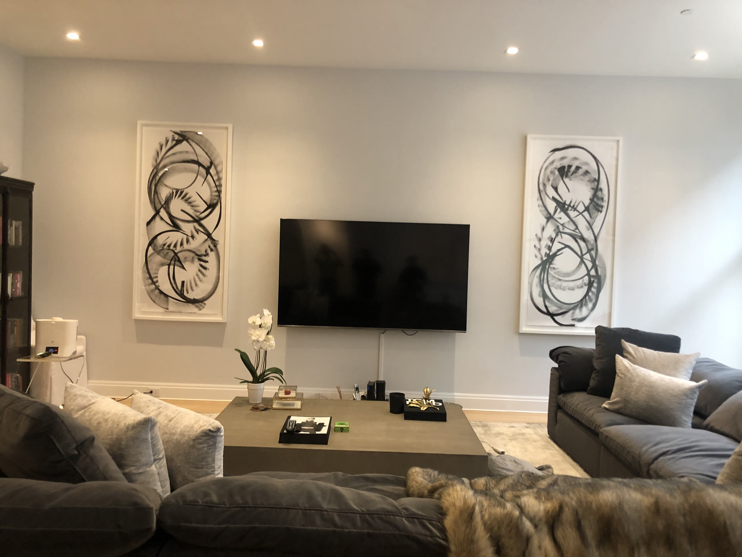 samsung 80 inch tv and 6ft painting mounting — professional mounting and installation handyman service in Queens, Brooklyn, or Long Island by Jose Does It LLC